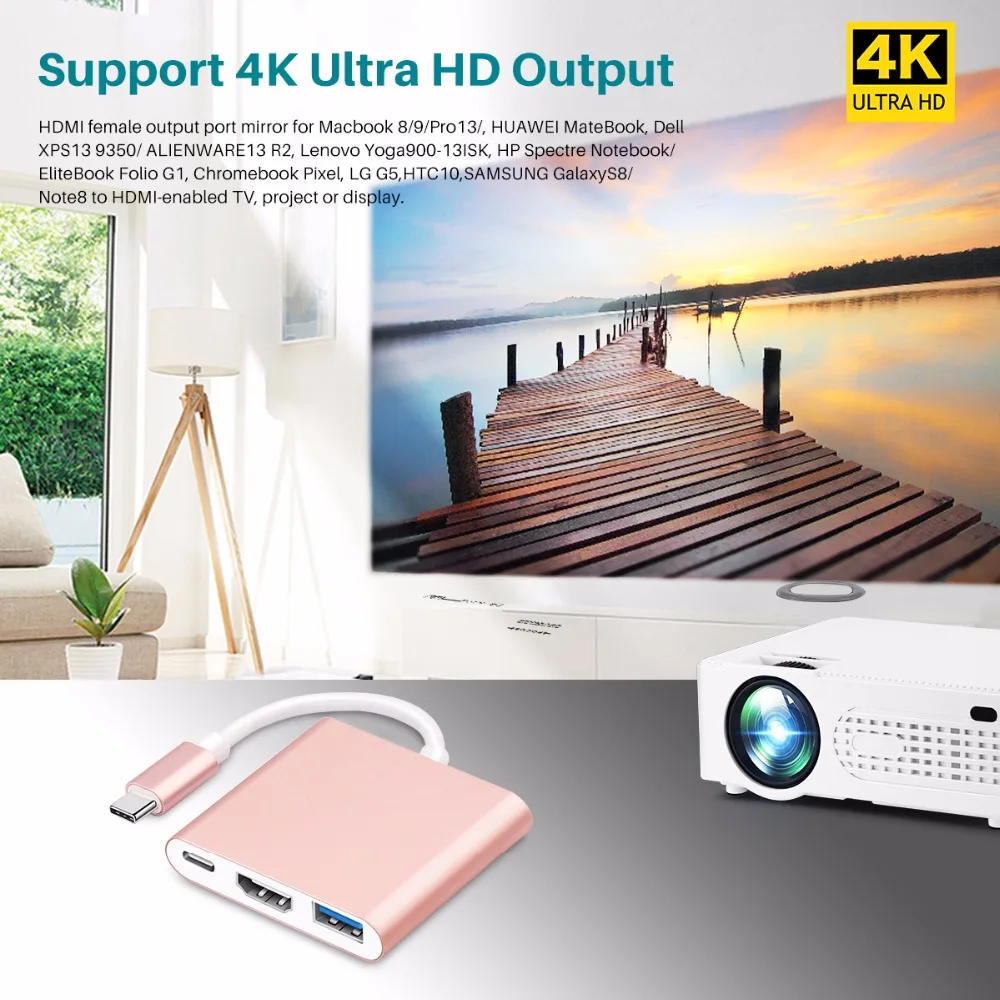 Fornorm USB 3.1type C HDMI адаптер 1080 P 4 К 3.0 конвертер кабель для зарядки порты и разъёмы