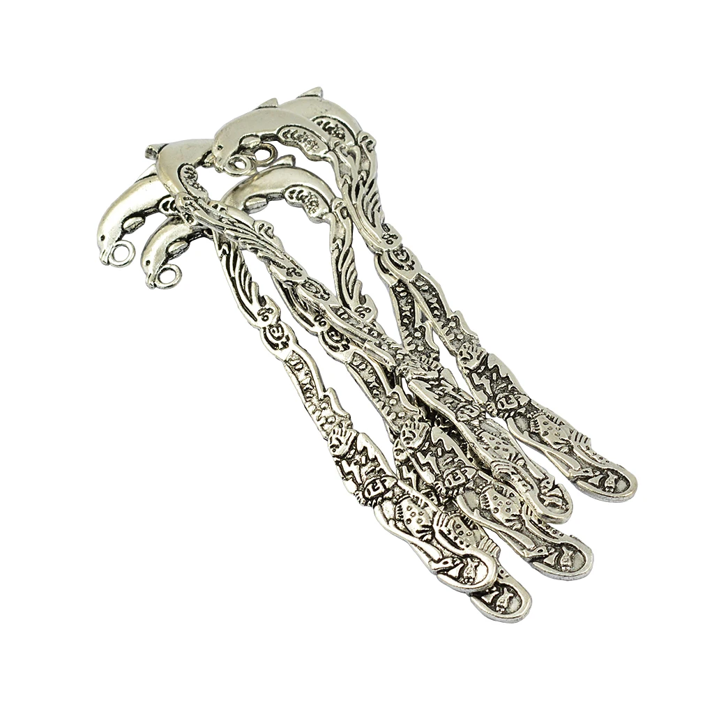 6x Tibetan Vintage Dolphin Alloy Bookmarks With Hole for DIY Pendants Charms Jewelry School Office Stationery Supplies | Украшения и