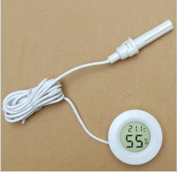 white mini Humidity tester Hygrometer Thermometer Round Temperature meter probe for Aquarium Freezer Refrigerator with line | Инструменты