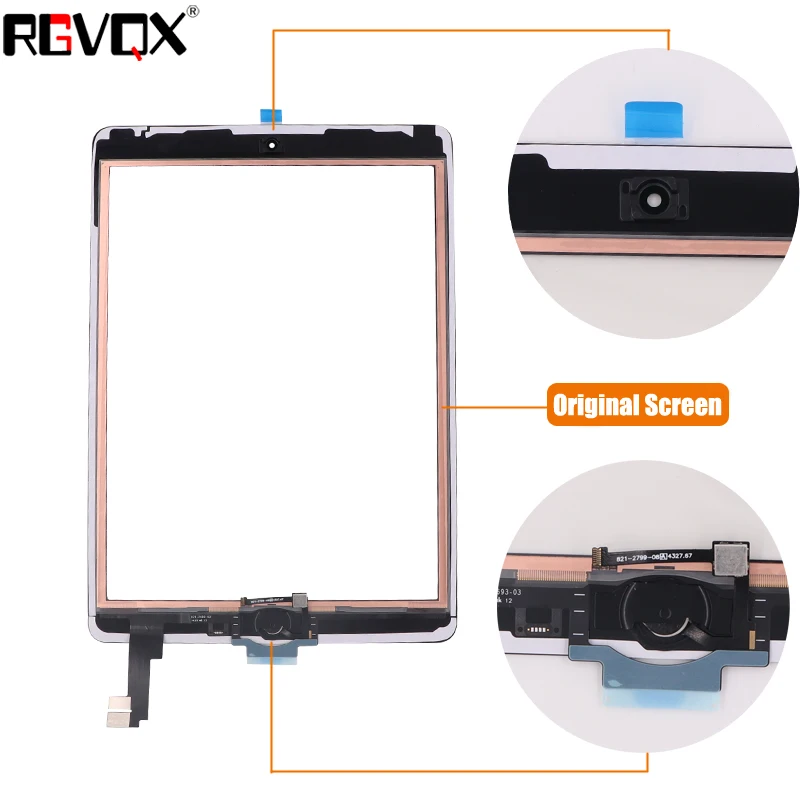 RLGVQDX с кнопкой Home для iPad Air 2 6 сенсорный экран дигитайзер замена A1567 A1566 клейким