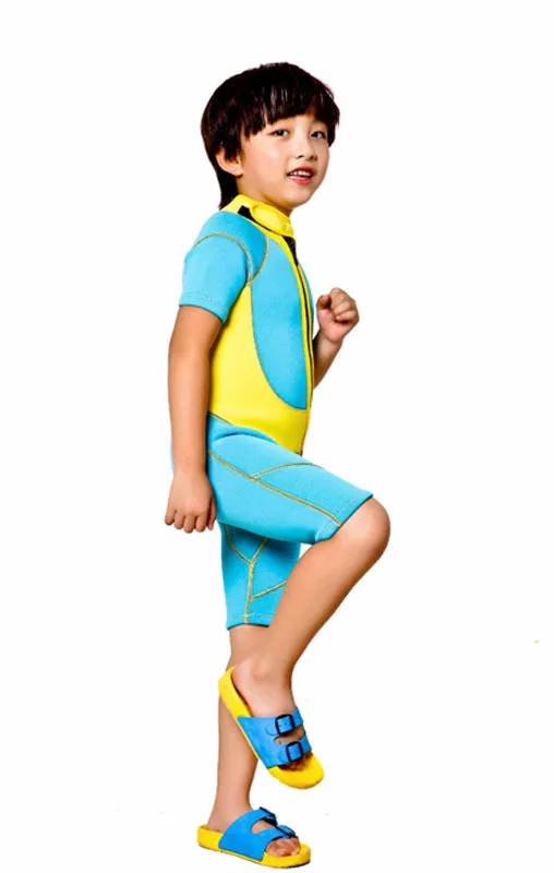Warm ! free shipping 2016 Thermal 2.5mm Neoprene Kids Wetsuit Dive Wet Suit Child Swimwear Short Sleeved Sunscreen Clothing | Спорт и