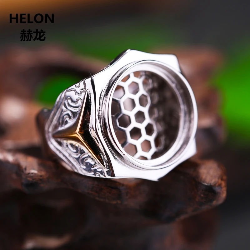 

Женское серебряное обручальное мужское обручальное кольцо 17x17 мм, круглый кабошон, кольцо с полукреплением, оптовая продажа