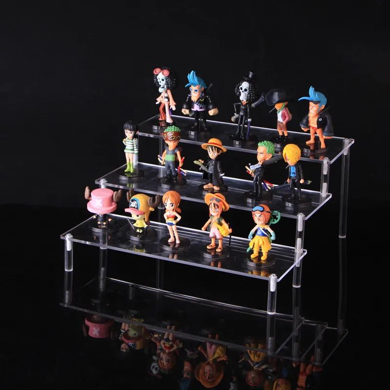 

Clear acrylic cosmetics storage rack detachable Cartoon character ladder frame holder toy car model purse perfume display stand