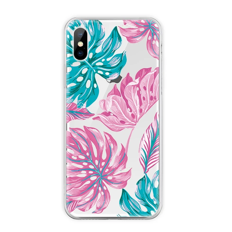 17 Чехол с изображением фламинго и кактуса для iPhone 7, 8, 6, 6S Plus, X, XR, XS, Max, 5 S, SE, цветочный лист, мягкий прозрачный силиконовый чехол из ТПУ, чехол - Цвет: 17