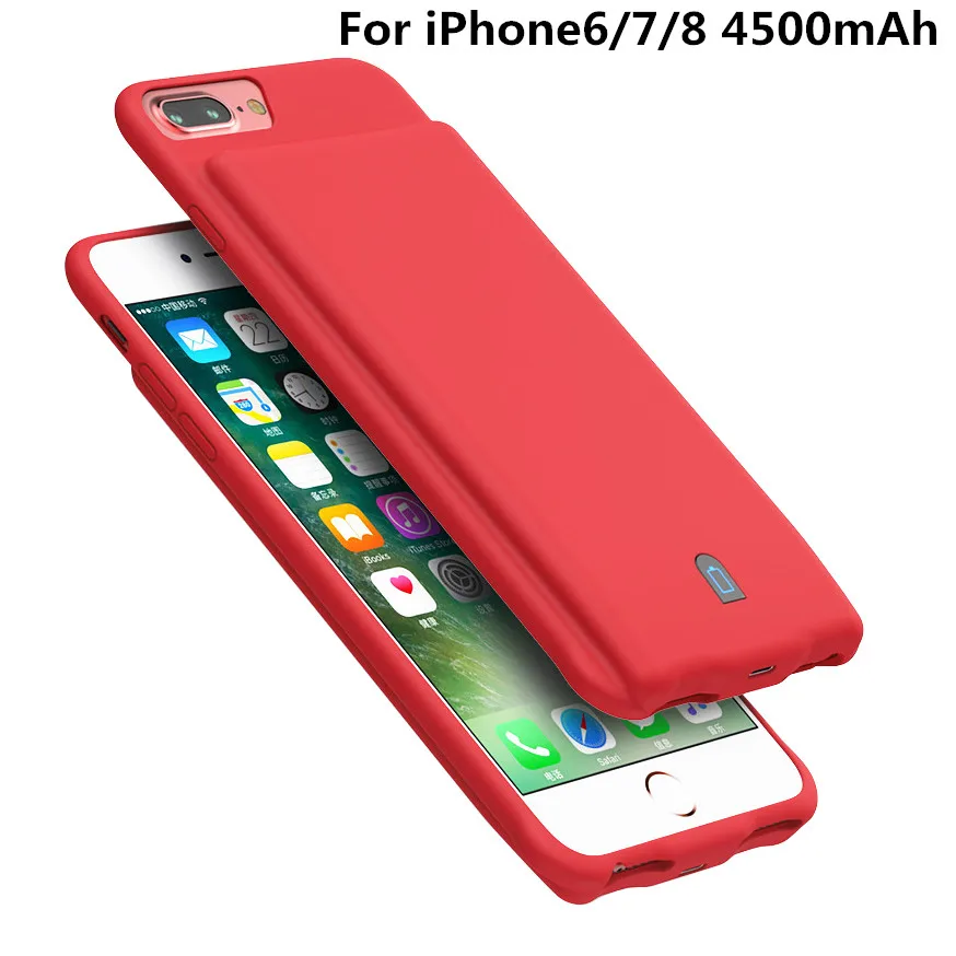 For i6 i7 i8 Red Egeedigi 4500 мАч/7000 мАч Внешний аккумулятор чехол силиконовый чехол для зарядки для iPhone 6 7 8 Plus внешний аккумулятор зарядное устройство чехол - Цвет: For i6 i7 i8 Red