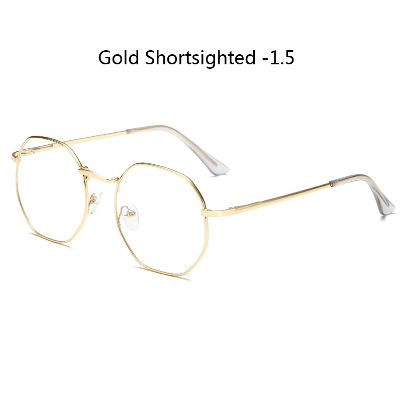 gold myopia 1.5 Zilead металлический полигон Fnished очки для близорукости прозрачные близорукие очки для дальнозоркости с Diopter-1.0to-4.0 для женщин и мужчин - Цвет оправы: gold myopia 1.5