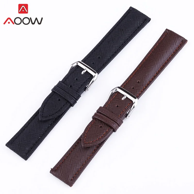 

Leather Watchband High Quality Cow Leather Silver Metal Buckle Clasp Women Men Watch Accessories 12mm-24mm New Design