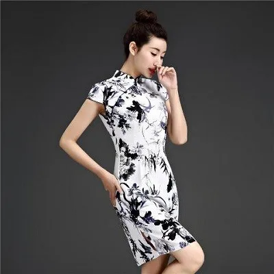 128 chinese Dres Sheng Coco 5XL китайское традиционное платье с принтом эластичность лен хлопок китайский Qipao короткое улучшение эластичная сила Cheongsam - Цвет: 128 chinese Dres