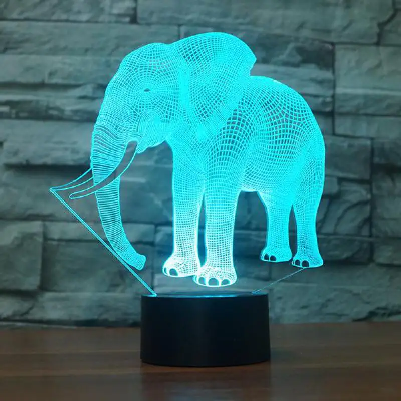 Акриловые 3d светодиодные настольные лампы в виде слона с животными для гостиной