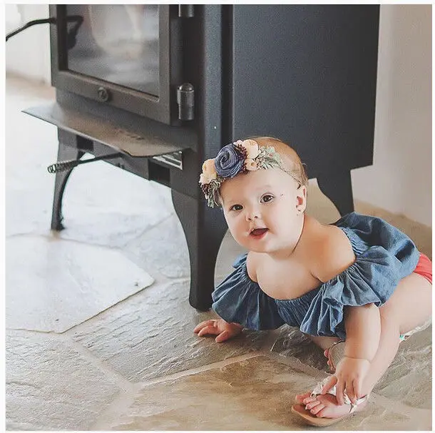 Повседневные джинсовые топы для маленьких девочек однотонные футболки блузы с длинными рукавами детей 0 4