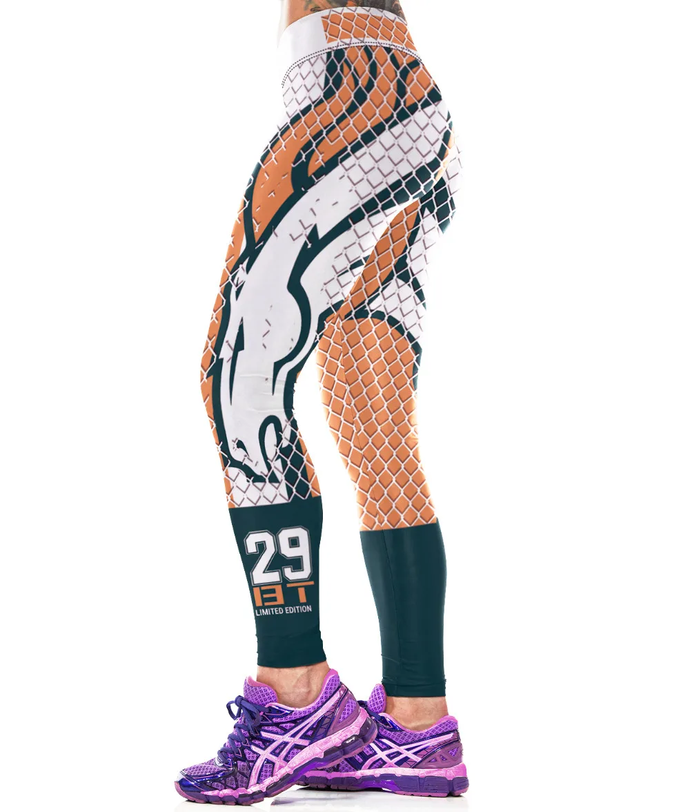 Дикая лошадь 3d печатных женские леггинсы спортивные высокая талия меш лосины для