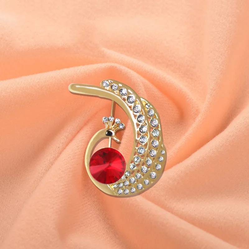 Женские Элегантные Броши Булавки с животными красивые броги павлином красные