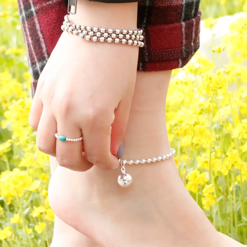 Браслеты на ногу женские с шариками простые ювелирные украшения в Корейском