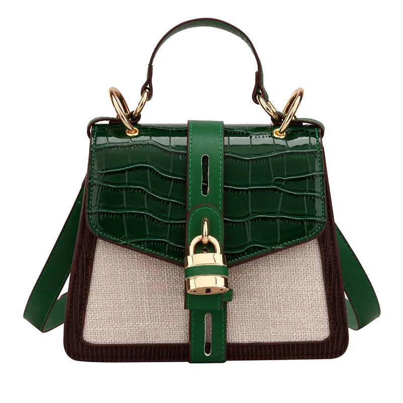 Advanced sense small women's new Korean version of the single-shoulder slant with fashion hand stone pattern square bag |