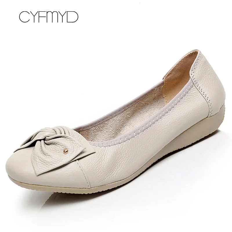 Beige Большие размеры 41/42/43; обувь на плоской подошве; женская повседневная обувь с узлом; женские удобные мокасины из натуральной кожи без застежки; женская обувь - Цвет: Beige