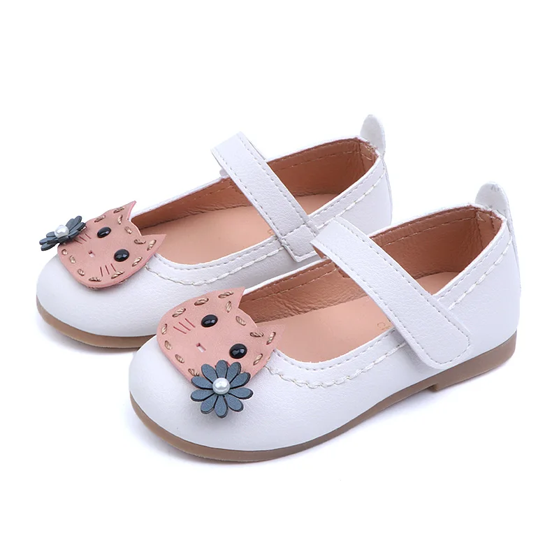 Children Girls Leather Shoes Kids Baby Princess Spring/autumn Sneakers Single Cute Cat Fashion |