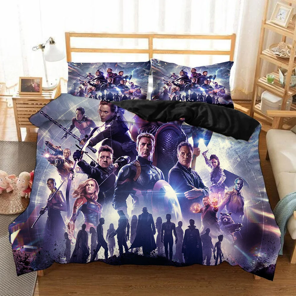 

2019 New Disney Avengers bedding set 3pc Iron-Man Spiderman printed duvet cover PillowCase single twin size girl boy bed linen