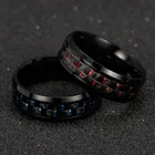 2020 титановая сталь черные кольца из углеродного волокна модные красные синие кольца Anel Masculino мужские крутые украшения