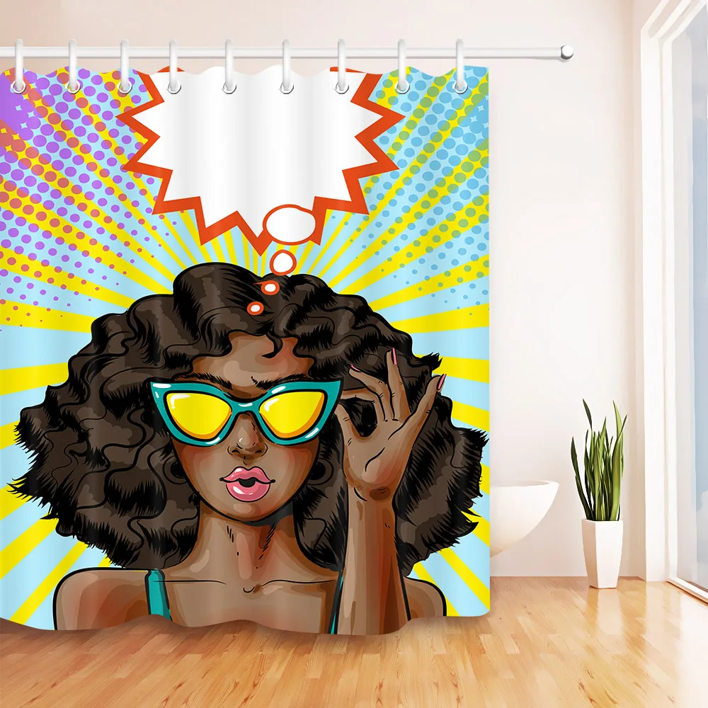 72'' Mardi Gras African Black Afro Woman Party Cosplay Custom Bathroom Shower Curtain 12 Hooks Waterproof Fabric Anti-Mildew | Дом и