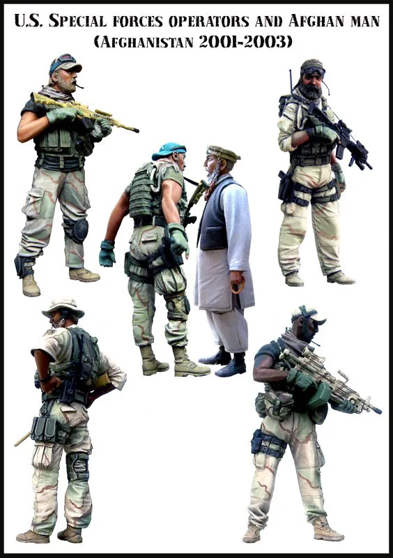 Операторы спецназа США и AFGHAN MAN (AFGHANISTAN 2001 2003) 6 цифр 1/35 набор моделей из смолы|resin