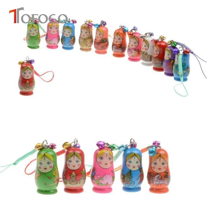 TOFOCO 10pcs Russian Dolls Toy In Sale Wholsesale Wooden Doll Keychain Phone Babushka Matryoshka Hand Painted | Игрушки и хобби