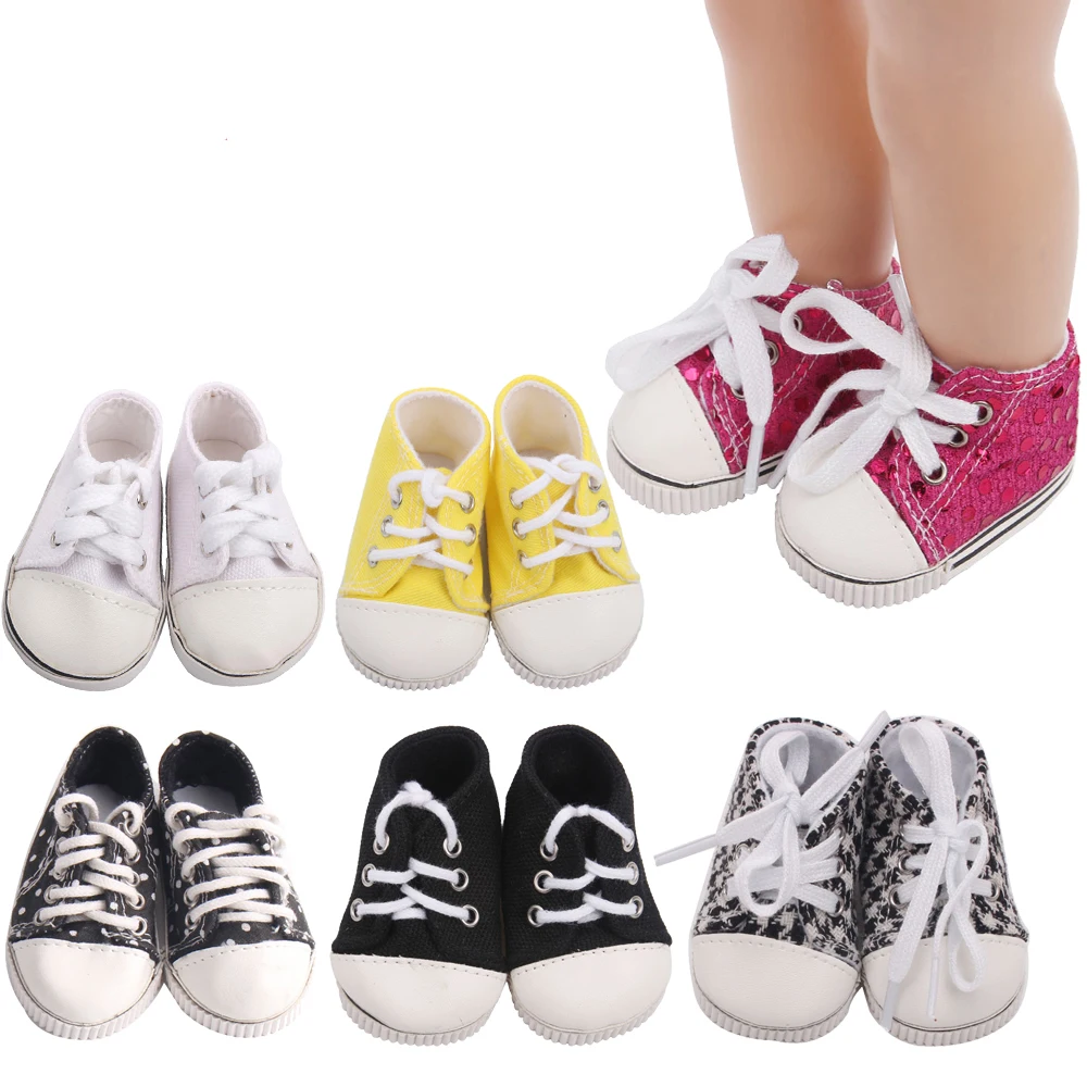 

18 inch Girls doll shoes Canvas Sport shoe Sneaker American new born accessories Baby toys Baby toys fit 43 cm baby s44
