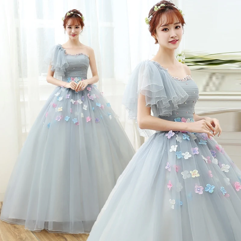 Пикантное платье с открытым плечом на одно плечо в пол аппликацией кружевной