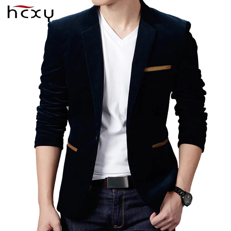 HCXY Осенняя мода Повседневное Slim Fit пиджак Для мужчин s одноцветное Цвет