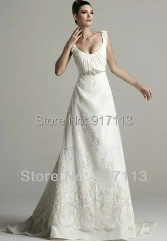 Vestidos De Noiva 2015 New Elegant White/Ivory Satin Lace Appliques Beading Wedding Dresses With Spaghetti Straps Custom Size | Свадьбы и