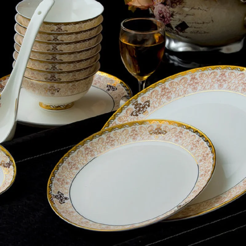 Фарфоровая посуда Jingdezhen набор посуды из 60 штук с черепами подарочная коробка |