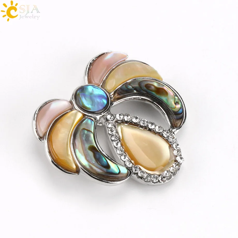 CSJA New Zealand Abalone розовый корпус натуральный кулон стразы полумесяц круглая Швабра