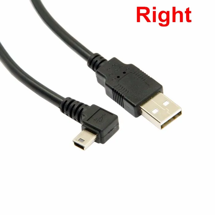 Кабель USB2.0 Male to Mini USB левый и правый угловой 90 градусов 50 см 180 5 м для камеры MP4 Tablet PC