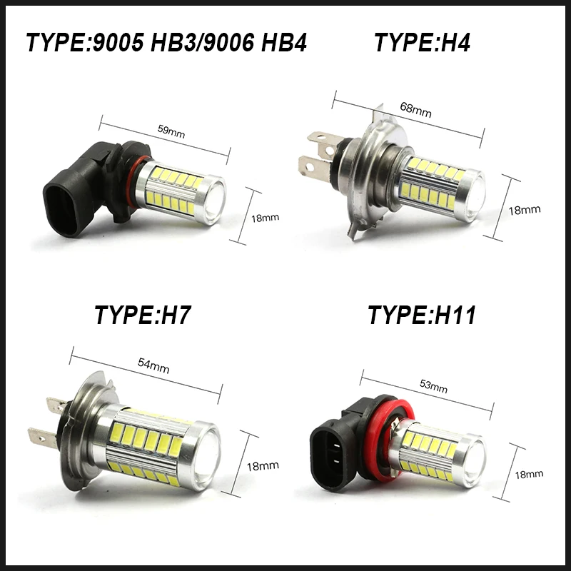 H11 H8 H4 9005 9006 H7 светодио дный лампочки 5630 33 SMD туман вождения ДРЛ лампы|Сигнальная