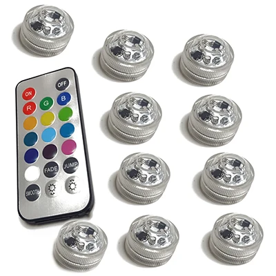 3 Led RGB погружной светильник с дистанционным управлением, на батарейках, подводный Ночной светильник, ваза, чаша, для улицы, для сада, вечерние, украшения - Испускаемый цвет: 1 Controller 10Lamp