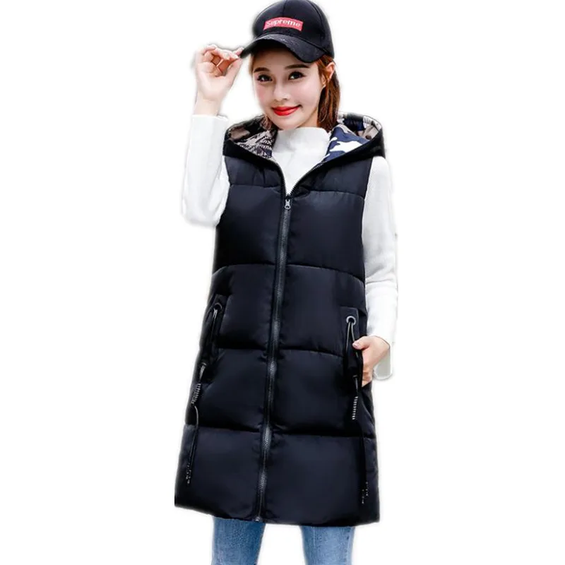 

Fashion Streetwear Autumn Winter Women's Vest 2019 Two Side To Wear Down Cotton Waistcoat Hooded Winter Vest Female Warm Q820
