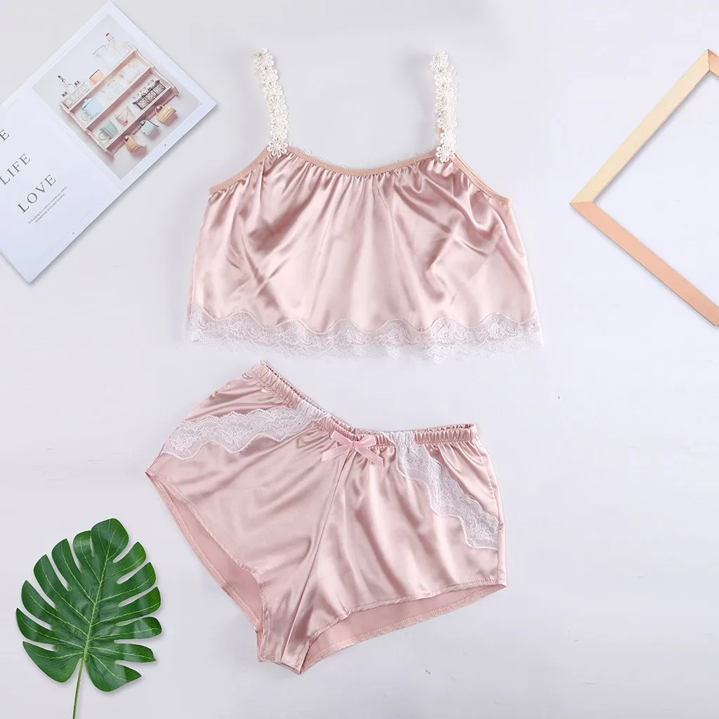 Женский пижамный комплект розовый без рукавов | Женская одежда