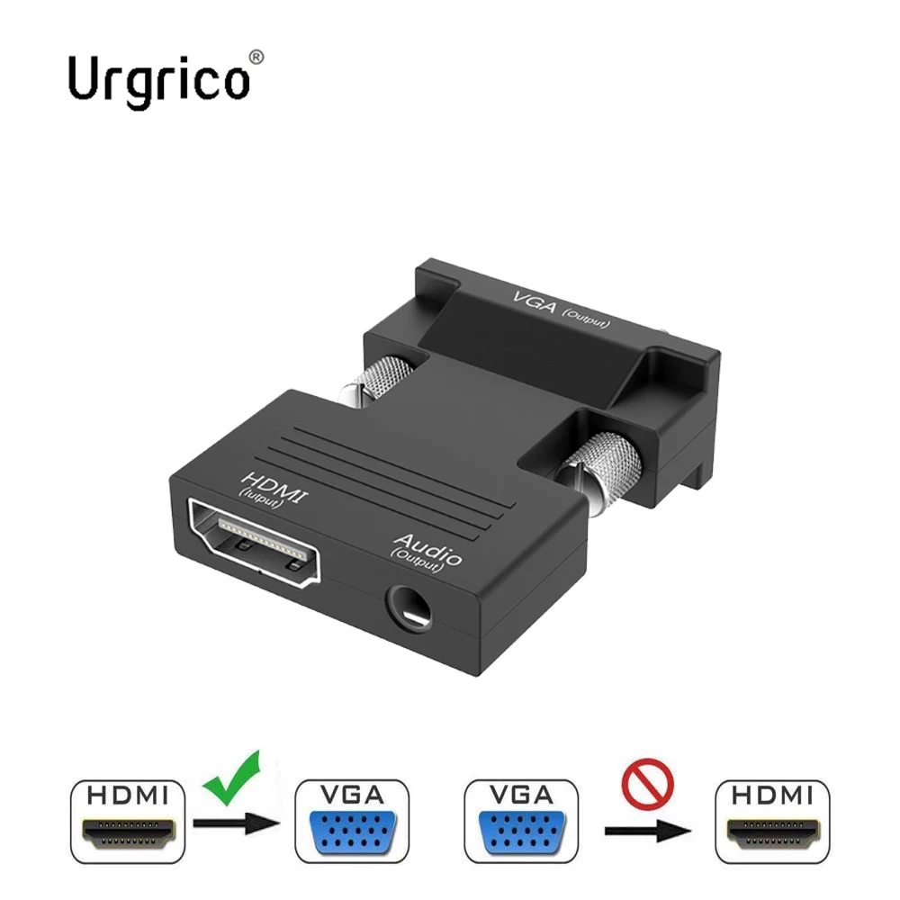Адаптер Urgrico 1080P HDMI VGA штекер конвертер адаптер для ПК ноутбука ТВ приставки