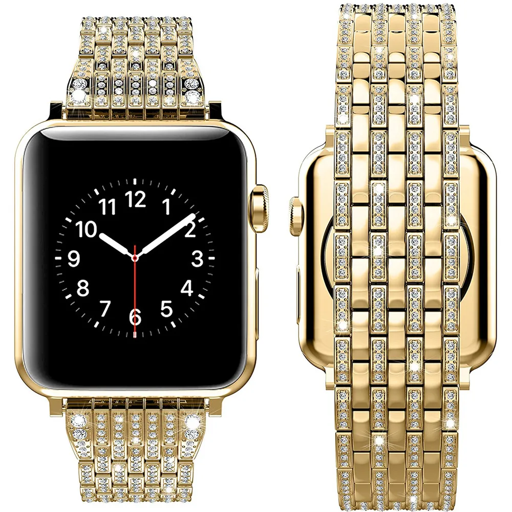 Хрустальные стразы ремешок для часов iWatch 4 3 2 Apple 42 мм 38 40 44 из нержавеющей стали |