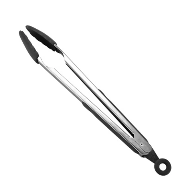 FoodTongs Black Нержавеющая сталь+ силикон кухонная утварь кухонные инструменты Тернер суповая Ложка ситечко Паста Сервер яйцо венчик лопатка еда щипцы красный - Цвет: FoodTongs Black