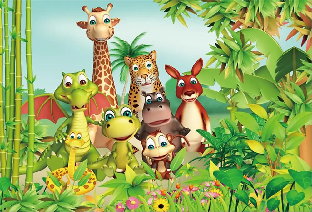 Jungel Safari день рождения фоны лес ребенок мультфильм вечерние Портретные фотографии фоны фотосессия Фотостудия - Цвет: NBK07987