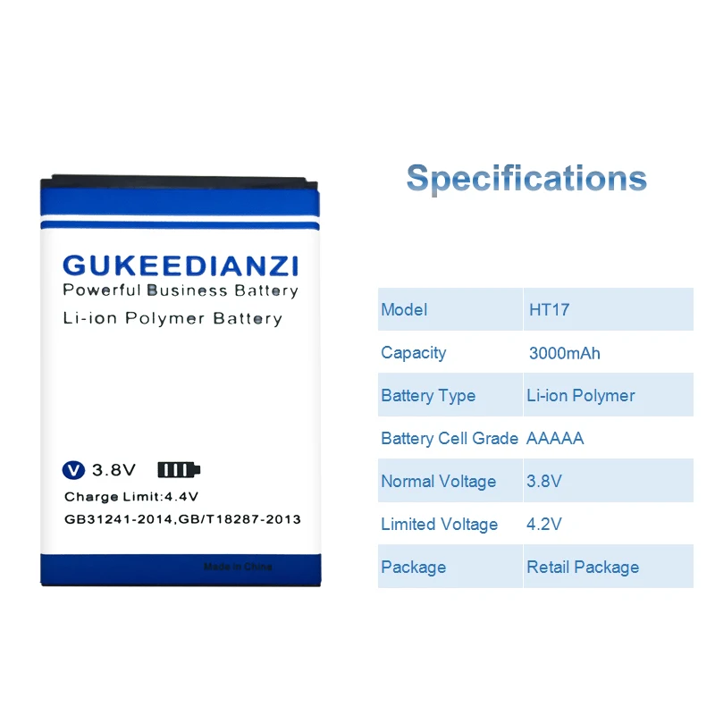 GUKEEDIANZI HT17 высокой Qualitly Замена Батарея 3000 мА ч для HOMTOM Pro литий ионные полимерные