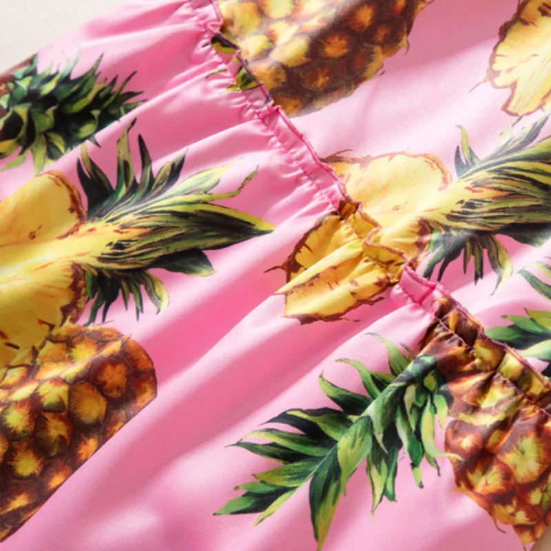 2017 новое летнее модное милое платье без рукавов с принтом ананаса Милое Платье До