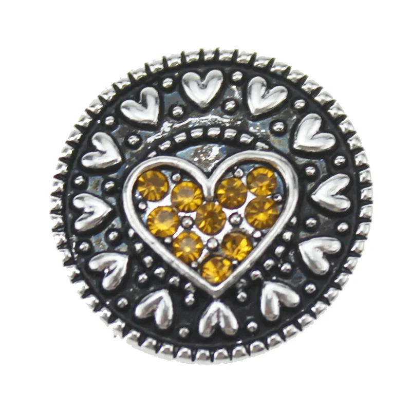 10pcs/lot heart-shaped Rhinestone 18mm metal snap buttons jewelry fit bracelet necklace button for women gift | Украшения и