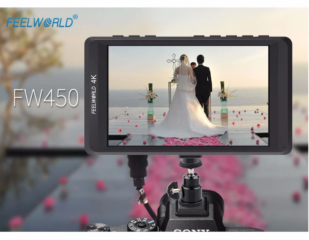 Feelworld FW450 4," ips 4K монитор HDMI камера полевой монитор 1280x800 HD портативный ЖК-дисплей для DSLR для Canon Nikon sony Fujifilm