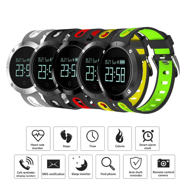 DM58 Smart Wristband Blood Pressure Heart Rate Monitor waterproof Bluetooth Sports Bracelet Watch Activity Tracker Band | Электроника