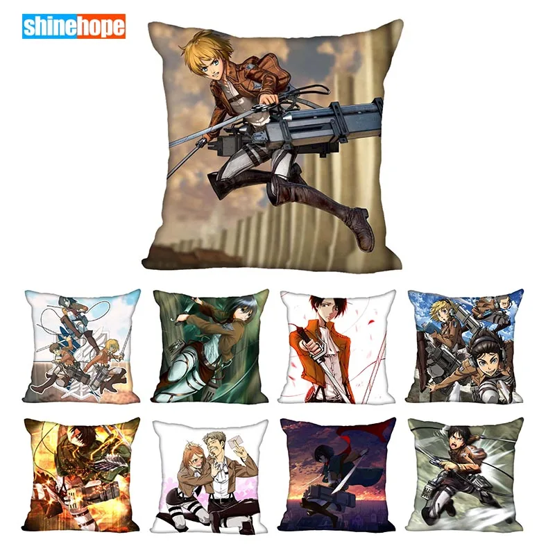 Заказной декоративный чехол для подушки Attack on Titan квадратный на молнии 33X33 40x40 45x45
