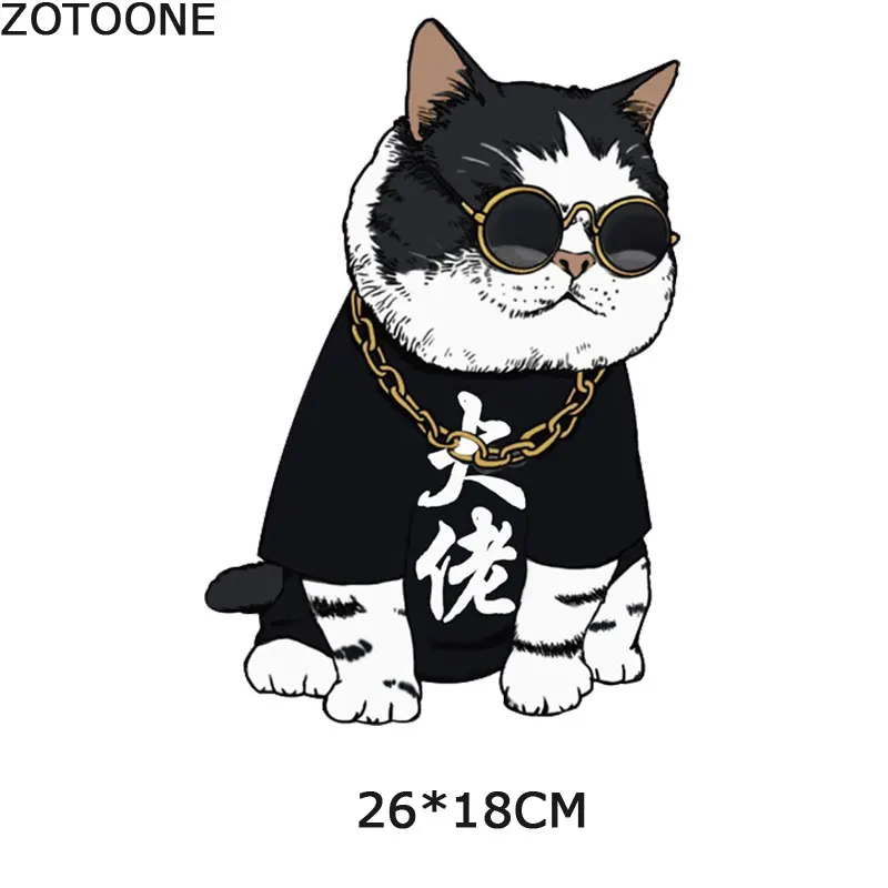 Термотрансферная футболка ZOTOONE с изображением мультяшного кота офсетная