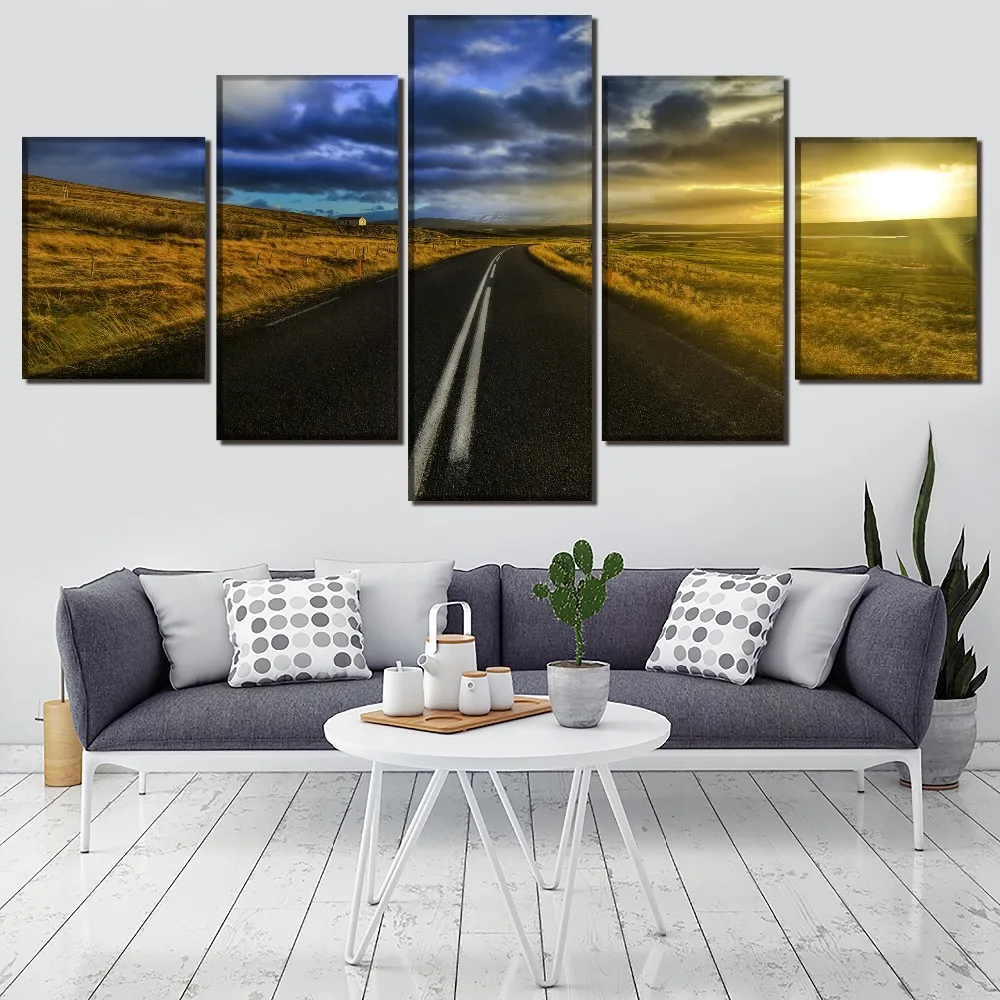 Рамки Книги по искусству Home Decor Гостиная стены 5 шт. шоссе облако восхода холст