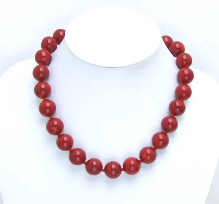 Beautiful! Huge 15-16MM high quality perfect Round GENUINE NATURAL Red Coral 18" Necklace-5221 Wholesale/retail Free shipping