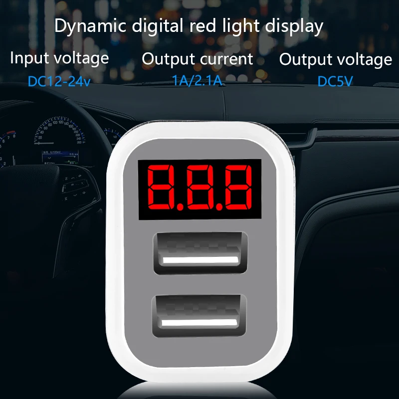 Airsspu Dual USB Car Charger 5V 2.1A LED Screen Car-Charger Adapter Charging for iPhone Samsung Tablet Protect Voltage Warning | Мобильные
